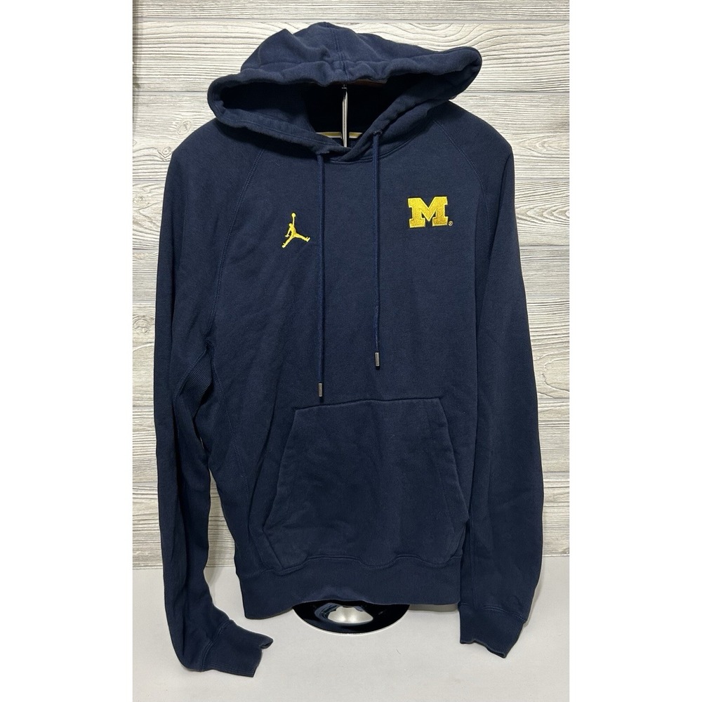 Air Jordan Michigan‎ Wolverines Travel Navy Blue Hoodie Sweatshirt Small S